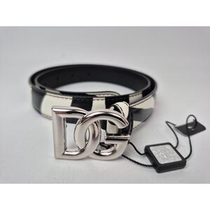 Dolce & Gabbana DG Women's Zebra Black White Leather Belt Size 70 cm 28" be1447